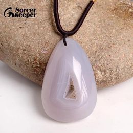 Pendant Necklaces Real Natural Stone Polished Agate Geode Quartz Crystal Cluster Treasure Bowl Specimen Necklace For Jewelry Making BC711