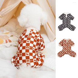 Dog Apparel Pet Jumpsuit For Dogs Adorable Jumpsuits Soft Comfort Outdoor Walks With Checkerboard Bear Pattern Traction Ring