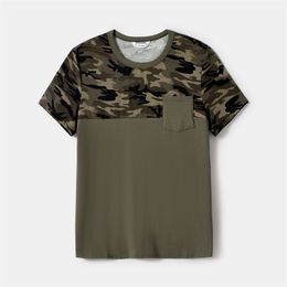 PatPat Family Matching Camouflage Tunic Dresses and Patch Pocket T-shirts Sets