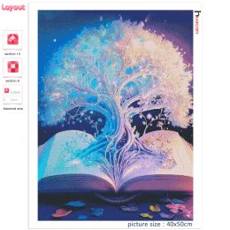 Huacan AB 5d Diamond Painting Mosaic Tree Fantasy Embroidery Cross Stitch Book Landscape Home Decor