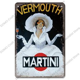 Red Wine Poster Metal Plate Vintage Women Martini Vino Metal Tin Signs Wall Decor for Bar Club Dining Room Home