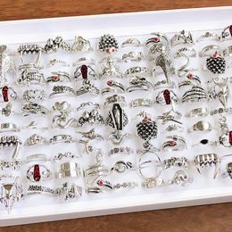 30/50/100pcs/lot Punk Style Death Sickle Devil Cupid Snake Mixed Ring Dark Street Retro Men's Jewelry Ring Party Accessories