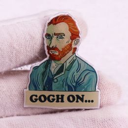 Hard Enamel Pins Artist Van Gogh Painting Art Badges Self-portrait Starry Night Sunflower Paint Tray Brooches Lapel Pin Collect