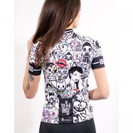 NEW Womens Short Sleeve Shirt Cycling Jersey Skull Printing Bike Clothing Bicycle Wear