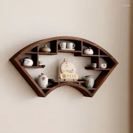 Decorative Plates Bogu Rack Solid Wood Chinese Wall Hanging Display Tea Simple Antique Teapot Home Decoration