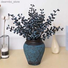 Arts and Crafts 6Pcs Artificial Berries Stems Faux Blueberry Branches Spray Fake Silk Flower Plant Fruit Picks For Home Party Weddin Decoration L49