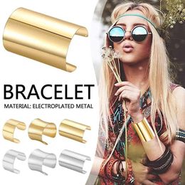 Bangle Gold/Silver Open Armlet Bracelet Jewellery Geometry Adjustable Cuff Glossy Surface Metal Women