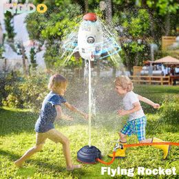 Sand Play Water Fun Space Jet Sprinkler Spinning Flying Splash Playing Water Toy Summer Outdoor Water Powered Launcher Kids Bath Toys STEM L47