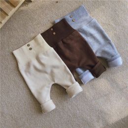 Trousers 2022 Autumn and Winter Boys and Girls Baby Plus Velvet Thick Vertical Stripe Bottoming Comfortable High Waist Big PP Pants