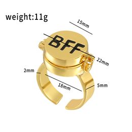 2023 New BFF Ring For Woman Man Vintage Cute Couple Open Rotate Anxiety Trend Ring Anime Jewelry Forever Best Friend Cool Gift