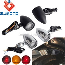 10mm Screw Aluminum Amber & Red Motorcycle Turn Signal Light Indicators For Harley Chopper Bobber Kawasaki Suzuki Honda Yamaha