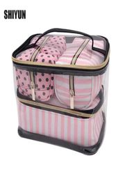 PVC Transparent Cosmetic Bag Organiser Travel Toiletry Bag Set Pink Beauty Case Makeup Case Beautician Vanity Necessaire Trip 21078355710