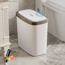 Waste Bins 12/16L Press-type Covered Trash Can Bathroom Livin Room Wastbasket with Lid Narrow arbae Can Waterproof Dustbin Paper Basket L49