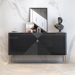 Light Luxury Kitchen Sideboard In Grey High Quality Rock Plate Countertop Italian Style Furniture Living Room Display Cabinet