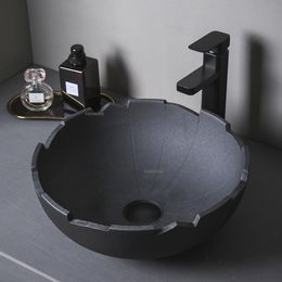 Black Ceramic Basin Washbasins Creative Design Bathroom Sink Lavatory Bath Sink Wash Basin Pool Countertop Kitchen Sink Basin