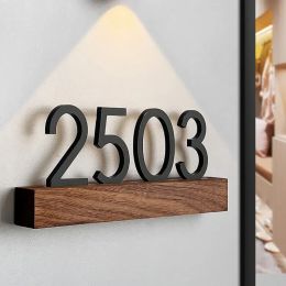 House Number Plate Custom Residential Private RoomHotel Villa Room Number Entrance Door Digital Affix Acrylic Wood Sign Plate