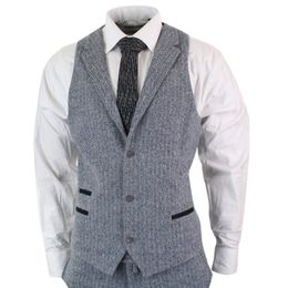 Men's Suit 3 Piece Suit Herringbone Dark Grey Lapel Slim Fit Formal Wedding Groom Outfit (Blazer + Vest + Pants)