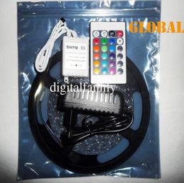 Low 5M RGB Led Strip Light 3528 SMD Flexible Waterproof IP65 300 LEDs 24 Keys IR Remote 2A Power Supply Stage Party Chri2449916