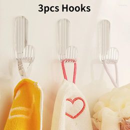 Hooks 3pcs Acrylic For Hanging Wall Hook Set Self Adhesive Towel Hanger Clear Storage Shelf Bathroom Kitchen Organiser