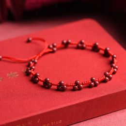 Handmade Red String Anklet with Chinese Cinnabar Beads for Women Adjustable Lucky Charm Bracelet for Good Luck and Protection