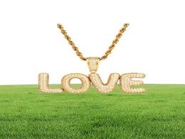 New Men039s Custom Name Small Bubble Letters Necklaces Pendant Ice Out Cubic Zircon Hip Hop Jewellery Rope Chain Two Color4608144