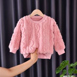 Baby Girls Boys Sweaters 1 To 6 Yrs Children's Warm Clothes Fleece Outerwear Solid Sweatshirt Autumn Winter Tops Kids Pullover