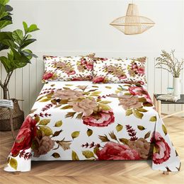 Plants Sheet Set 0.9/1.2/1.5/1.8/2.0m Flowers Bedding Set Bed Sheets and Pillowcases Bedding Flat Sheet Bed Sheet Set