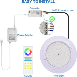 LED Swimming Pool Light 12W/18W Underwater Wall Hanging Without Opening 25W/35W/ Outdoor Landscape Lighting APP Remote Control