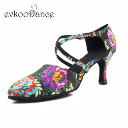 Dance Shoes Evkoodance Latin Professional DIY Heel Height 7cm Women Ballroom Flower Size US4-12 Evkoo619 Shoe