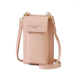 Bag Ladies Solid Faux Leather Clutch Small Crossbody For Women Purses 4 Card Slot Pink Green Mini Phone