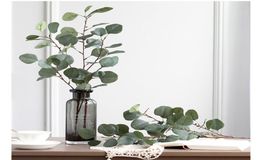 Artificial Plastic Eucalyptus Tree Branch Leaf for Wedding Decoration Flower Arrangment Garden Christmas Faux Silk Green Plant 3 C5731554