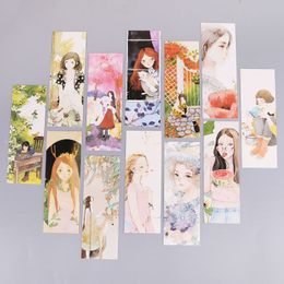 30pcs Beauty Girls Flowers Birds Misty Rain Bookmarks Paper Page Notes Label Message Card Book Marker School Supplies Stationery