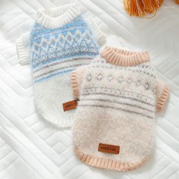 Dog Apparel Puppy Winter Warm Nordic Checked Sweater For Warmth Clothes Minimalist Small Pullover Teddy's Two Legged