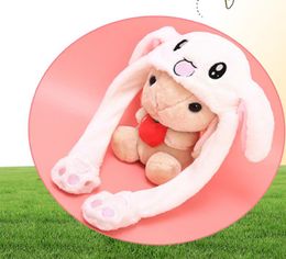 new fashion Cute netred toy plush animal hat with long ears that can move rabbit ears air bag hat children039s gift female autu8911695