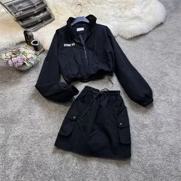 Spring 2 Peices Sexy Dress Set Women Jacket Suits Korean Fashion Outfits Slim Long Sleeve Y2k Coat and Skinny Mini Skirts Sets 240326