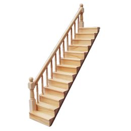 1:12 Dollhouse Miniature Handrail Staircase Wooden Scene Plain Stairway Models Mini Stair Furniture Room Decor
