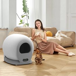 Cat Carriers LMZOE Automatic 65L Toilet Grey Litter Box Tray Smart App Remote Control Cleaning Fully Enclosed For Cats