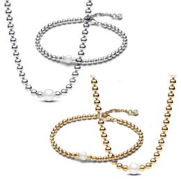 925 Sterling Silber Neues modisches Frauen Perlenperlenarmband Halskette für einzigartiges Design exquisiter Geschenkmode Set ein besonderes Geschenk für Frauen