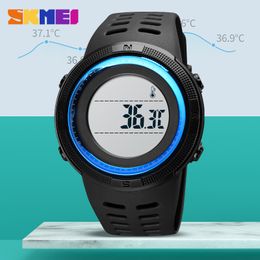 SKMEI Original 50M Waterproof Military Digital Wristwatch for Man Luxury Body Temperature Luminous Sports Watch Top Brand Clock