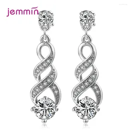 Dangle Earrings 925 Silver Music Notes Drop Full CZ Clear Crystal Earring Musical Fans Pendientes For Women Fashion Jewellery