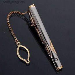 Tie Clips Mens Metal Simple Necklace Buckle Gold Silver Tie Rod Clip Tie Pin Fashionable and Exquisite Jewelry Wedding Gift Y240411