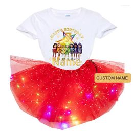 Clothing Sets Girls Birthday Tutu Dress Set Custom Name Party Shirts Girl Kids Light T-shirt Child Suits