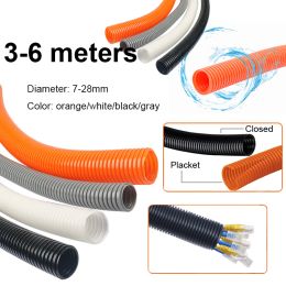 7-28mm 3Meter Black/White/Gray/Orange PP Insulated Corrugated Pipe Wire Threading Hose Plastic Corrugated Pipe Protective Sleeve