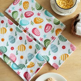 5pcs Easter Series Tablecloth Fabric Printing Tea Towel Printed Egg Cloth Napkin Restaurant Supplies for Hotel