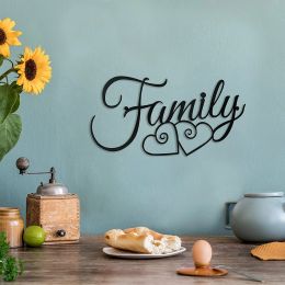 Family Letter Signs Metal Family Wall Decor Black Word Silhouette Art Plaque Living Room Dining Room Ornament Rustic Wall Sign