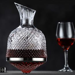 High Grade Crystal Glass Decanter 360 Rotating Tumbler 1500ml Dispenser Champagne Whisky Wine Bottle Gift Bar Decorate Glassware