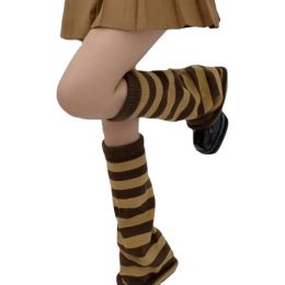 Y2k Gothololita Vintage Striped Leg Warmers Ankle Warmer Knitted Loose Wide Leg Sock Cover Harajuku Style Leg Tights Long Socks