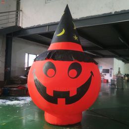 wholesale Free Door Ship Outdoor Activities Advertising 8mH (26ft) with blower Halloween Inflatable Pumpkin Balloon with Black Hat for