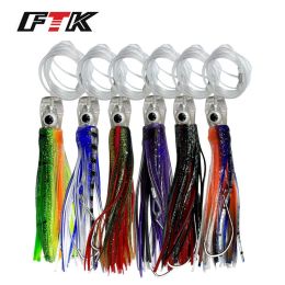 FTK 16cm/25cm Big Game Squid Skirt Octopus Fishing Soft Trolling Lure Leader Rig Baits for Tuna Marlin Mahi Wahoo Crankbaits