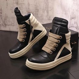 Casual Shoes Autumn Winter Fashion High Tops All Match Leather For Men Flats Loafers Sports Walking Sneakers Ankle Boots